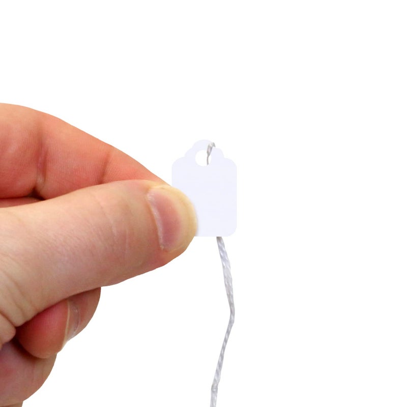 SmartSign White Price Tags with Pre-Strung Loop Strings - Pack of 1000 Marking Tags, Size-1, 12pt Thick Blank Merchandise Tags, 0.9375" x 0.625" Jewelry Tags - Image 2